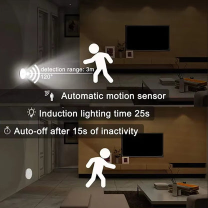 GlowSense™ Motion Sensor Night Light – USB Rechargeable Wireless LED Lamp