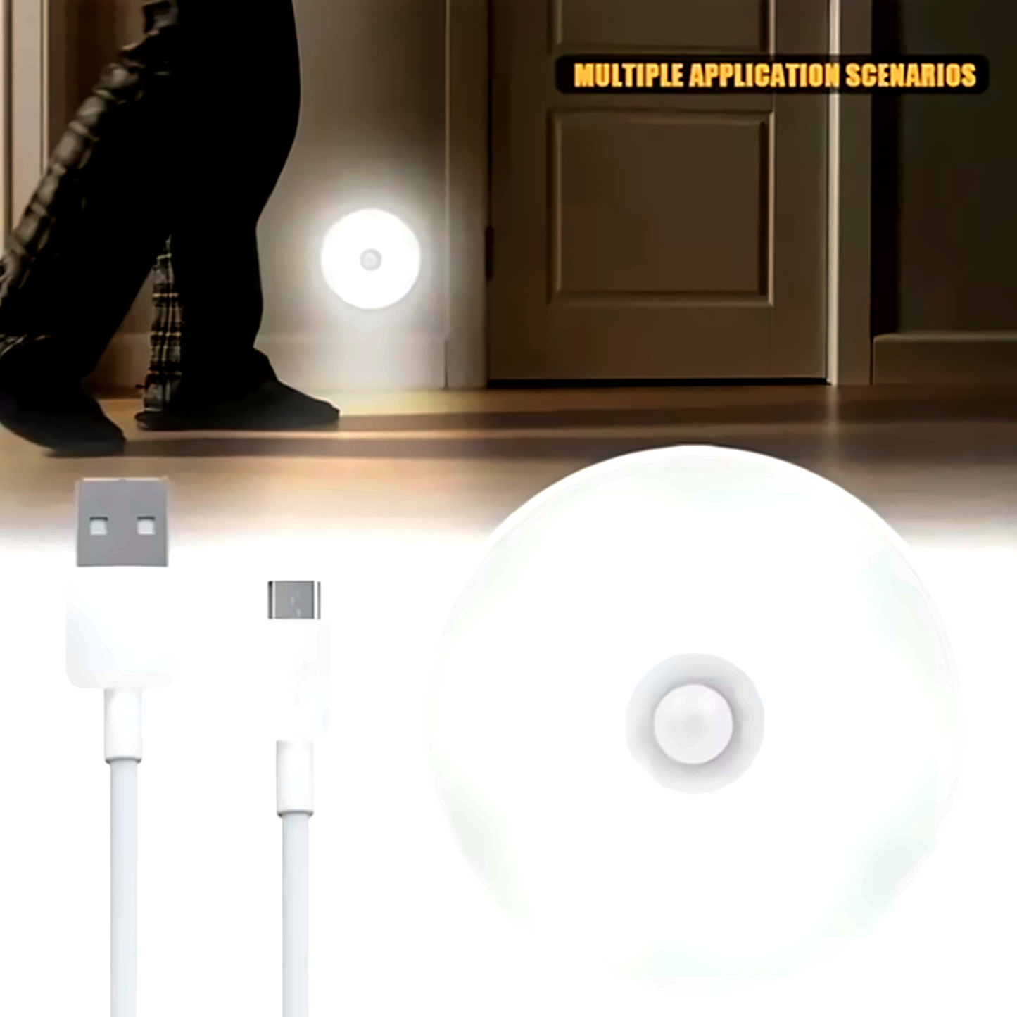 GlowSense™ Motion Sensor Night Light – USB Rechargeable Wireless LED Lamp